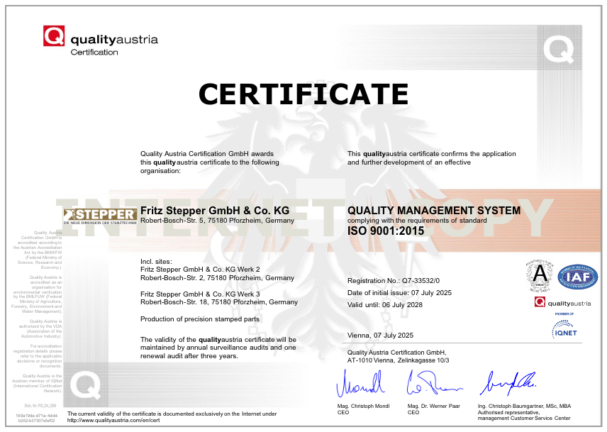 Certificate ISO 9001:2015