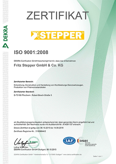 Zertifkat ISO 9001:2015