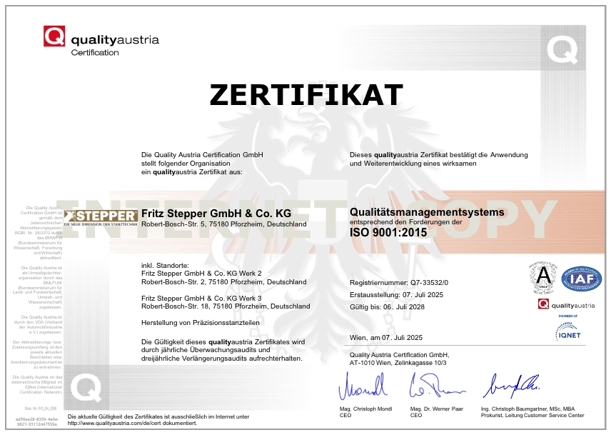 Zertifkat ISO 9001:2015